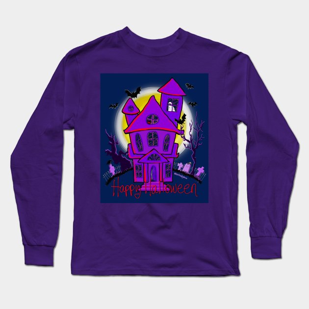 Spooky Haunted House Long Sleeve T-Shirt by BRobinson